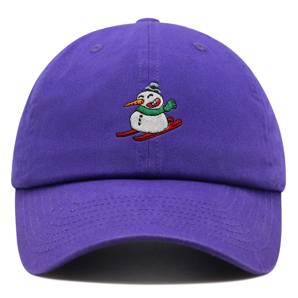Snowman Skiing with Scarf Premium Dad Hat Embroidered Cotton Baseball Cap Snowman Skiing