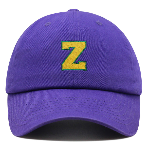 Initial Z College Letter Premium Dad Hat Embroidered Cotton Baseball Cap Yellow Alphabet