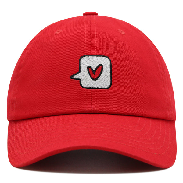Minimalist Heart Speech Bubble Premium Dad Hat Embroidered Cotton Baseball Cap Minimalist Heart
