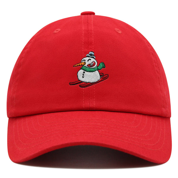 Snowman Skiing with Scarf Premium Dad Hat Embroidered Cotton Baseball Cap Snowman Skiing