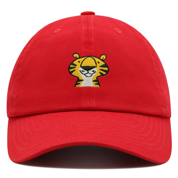 Cute Tiger Portrait Premium Dad Hat Embroidered Cotton Baseball Cap Wildlife Artistry