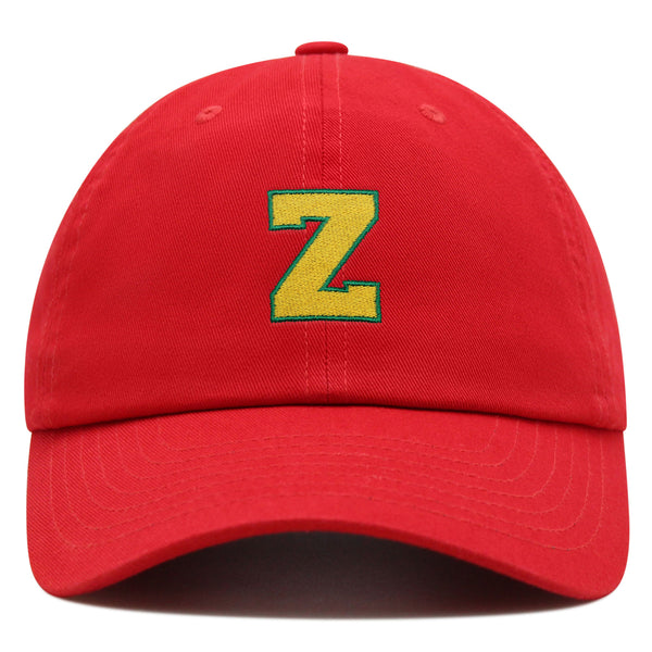 Initial Z College Letter Premium Dad Hat Embroidered Cotton Baseball Cap Yellow Alphabet