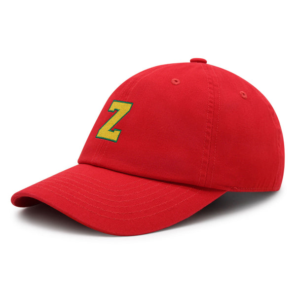 Initial Z College Letter Premium Dad Hat Embroidered Cotton Baseball Cap Yellow Alphabet