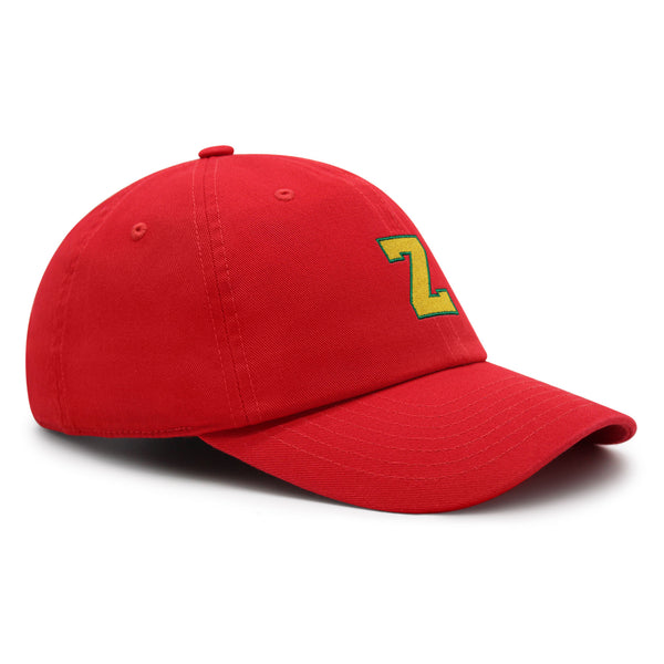Initial Z College Letter Premium Dad Hat Embroidered Cotton Baseball Cap Yellow Alphabet