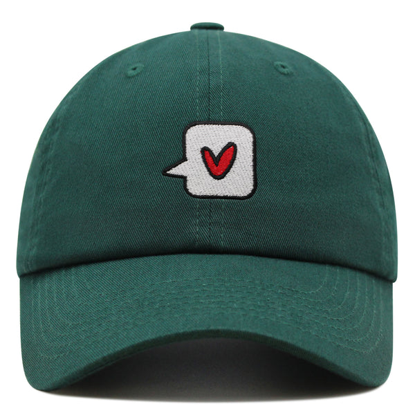 Minimalist Heart Speech Bubble Premium Dad Hat Embroidered Cotton Baseball Cap Minimalist Heart