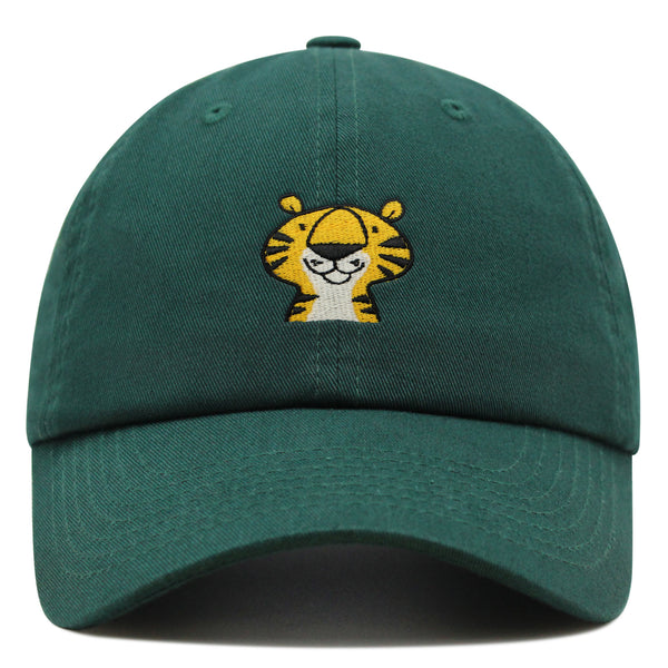 Cute Tiger Portrait Premium Dad Hat Embroidered Cotton Baseball Cap Wildlife Artistry