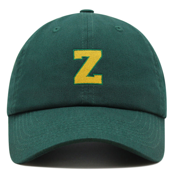 Initial Z College Letter Premium Dad Hat Embroidered Cotton Baseball Cap Yellow Alphabet