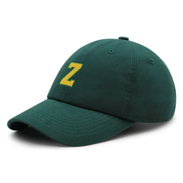 Initial Z College Letter Premium Dad Hat Embroidered Cotton Baseball Cap Yellow Alphabet