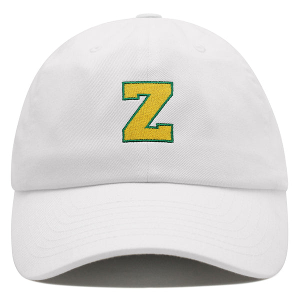 Initial Z College Letter Premium Dad Hat Embroidered Cotton Baseball Cap Yellow Alphabet