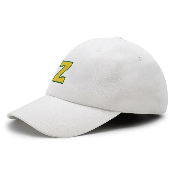 Initial Z College Letter Premium Dad Hat Embroidered Cotton Baseball Cap Yellow Alphabet