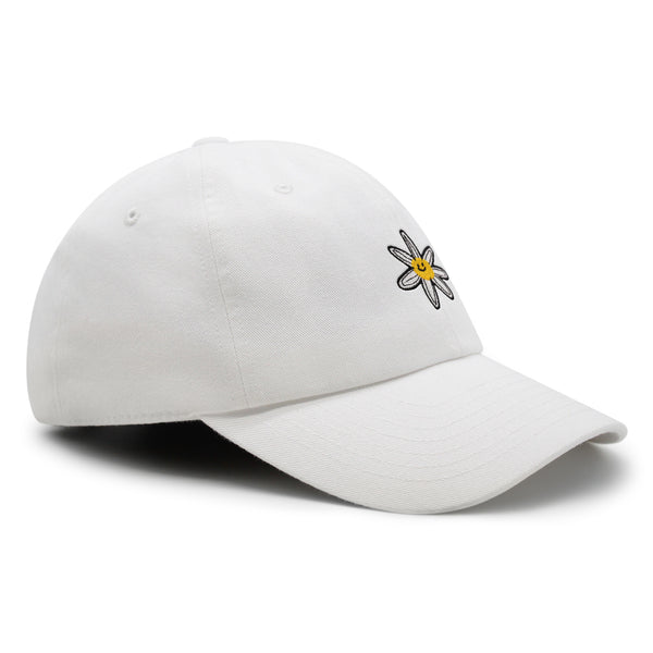 Flower Smile Premium Dad Hat Embroidered Cotton Baseball Cap Floral Emblem
