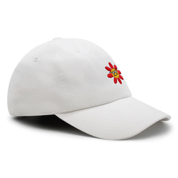 Smart Flower with Glasses Face Premium Dad Hat Embroidered Cotton Baseball Cap Botanical Hipster