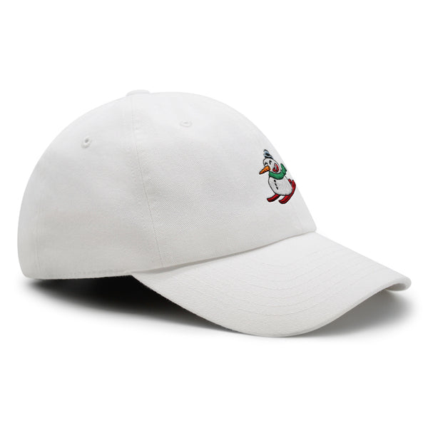 Snowman Skiing with Scarf Premium Dad Hat Embroidered Cotton Baseball Cap Snowman Skiing
