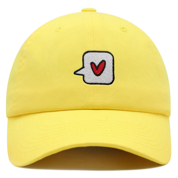 Minimalist Heart Speech Bubble Premium Dad Hat Embroidered Cotton Baseball Cap Minimalist Heart
