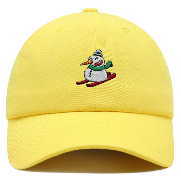 Snowman Skiing with Scarf Premium Dad Hat Embroidered Cotton Baseball Cap Snowman Skiing