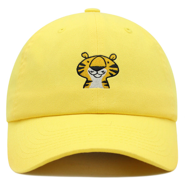 Cute Tiger Portrait Premium Dad Hat Embroidered Cotton Baseball Cap Wildlife Artistry