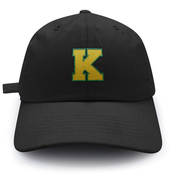 Initial K College Letter Dad Hat Embroidered Baseball Cap Yellow Alphabet