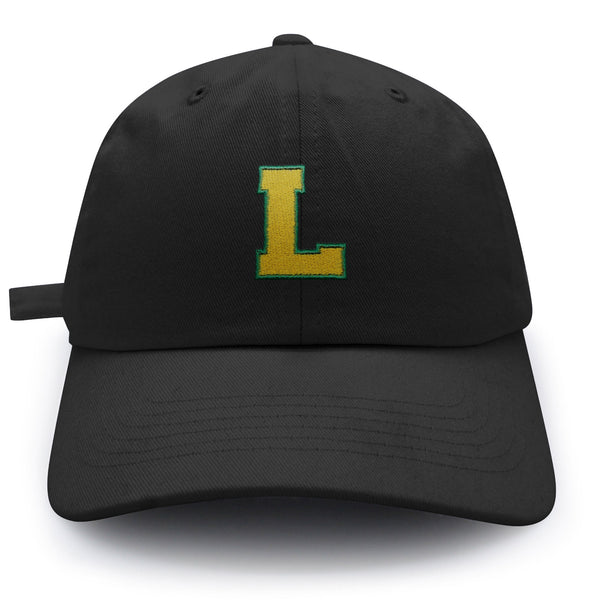 Initial L College Letter Dad Hat Embroidered Baseball Cap Yellow Alphabet