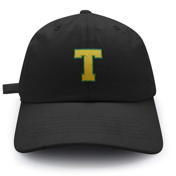 Initial T College Letter Dad Hat Embroidered Baseball Cap Yellow Alphabet