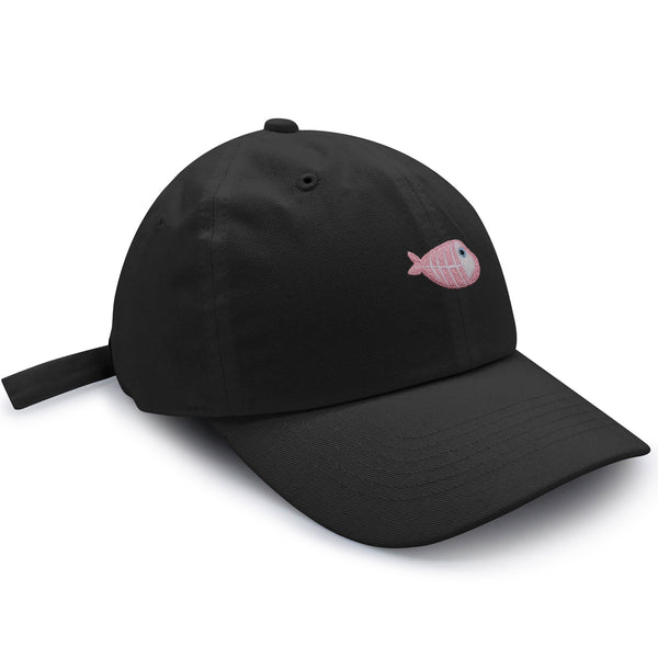 Fishbone Dad Hat Embroidered Baseball Cap Pink Bone