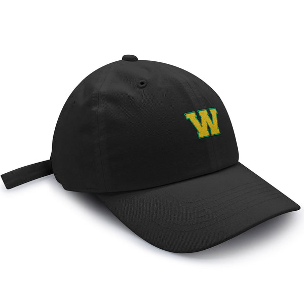 Initial W College Letter Dad Hat Embroidered Baseball Cap Yellow Alphabet