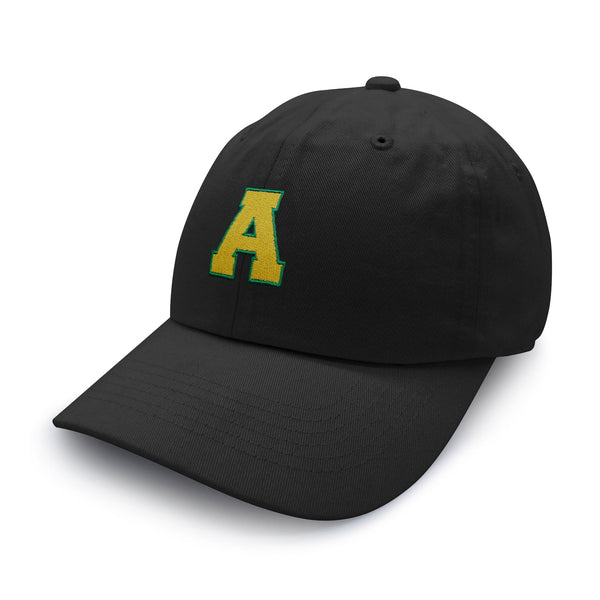 Initial A College Letter Dad Hat Embroidered Baseball Cap Yellow Alphabet