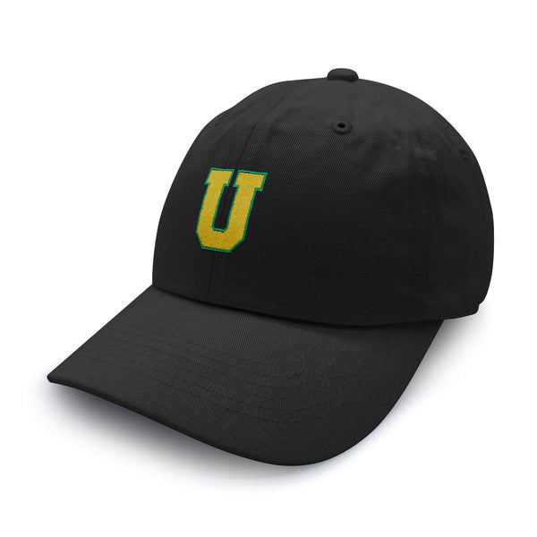 Initial U College Letter Dad Hat Embroidered Baseball Cap Yellow Alphabet