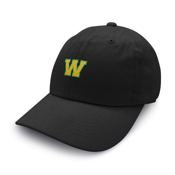 Initial W College Letter Dad Hat Embroidered Baseball Cap Yellow Alphabet