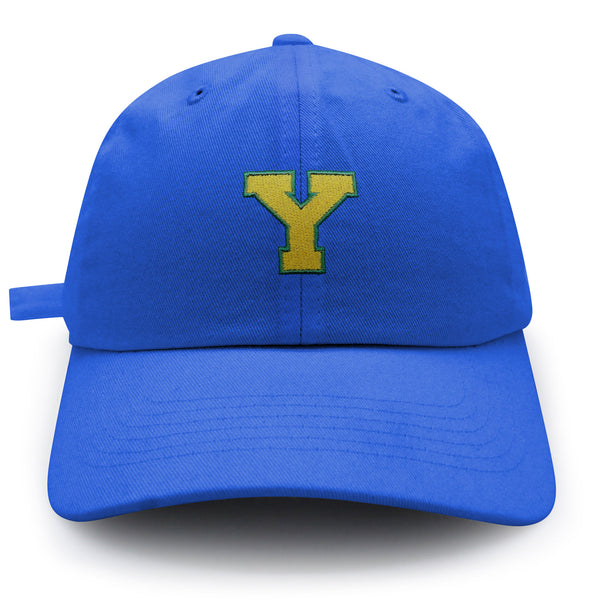 Initial Y College Letter Dad Hat Embroidered Baseball Cap Yellow Alphabet