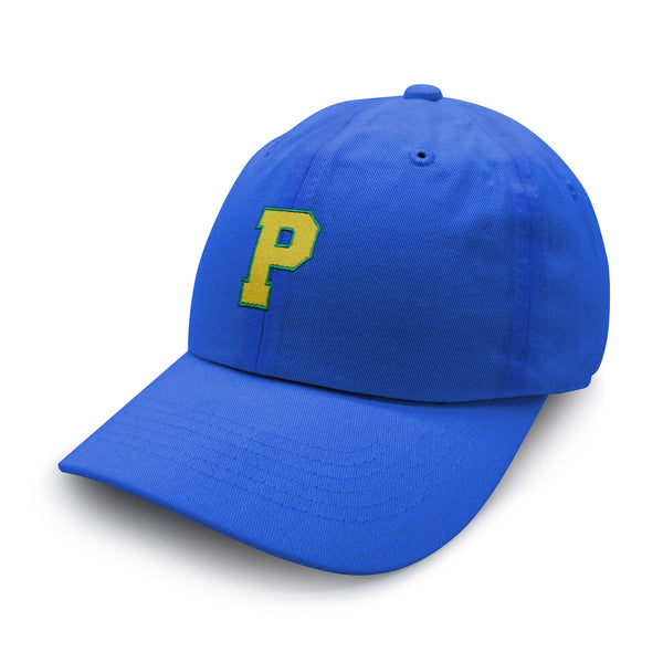 Initial P College Letter Dad Hat Embroidered Baseball Cap Yellow Alphabet