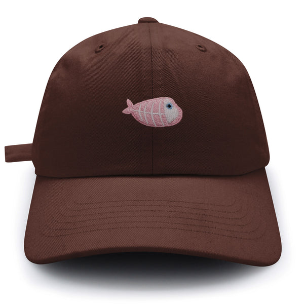 Fishbone Dad Hat Embroidered Baseball Cap Pink Bone