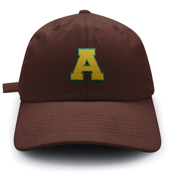 Initial A College Letter Dad Hat Embroidered Baseball Cap Yellow Alphabet