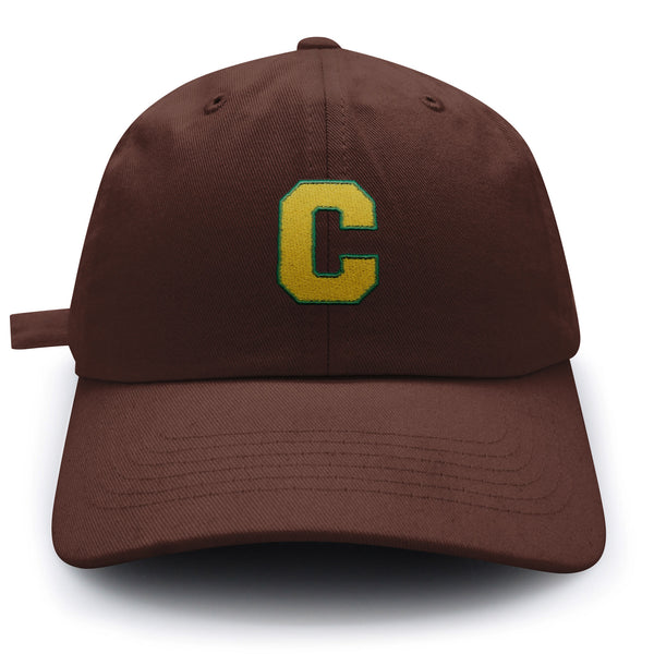 Initial C College Letter Dad Hat Embroidered Baseball Cap Yellow Alphabet