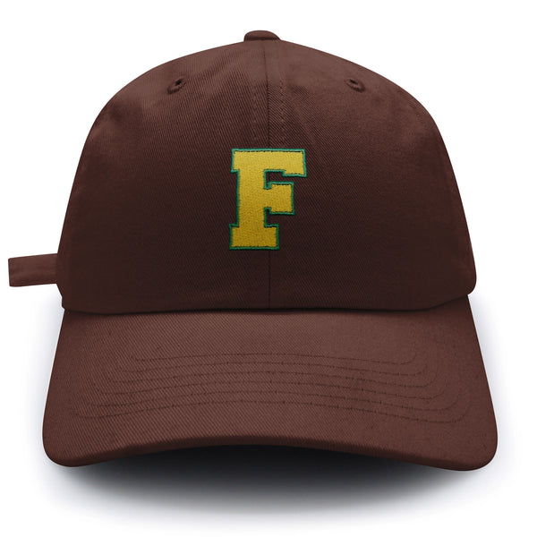 Initial F College Letter Dad Hat Embroidered Baseball Cap Yellow Alphabet