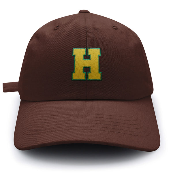 Initial H College Letter Dad Hat Embroidered Baseball Cap Yellow Alphabet