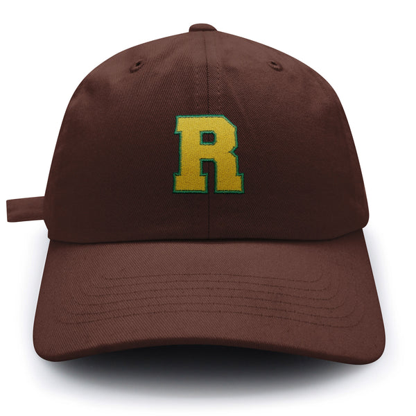 Initial R College Letter Dad Hat Embroidered Baseball Cap Yellow Alphabet