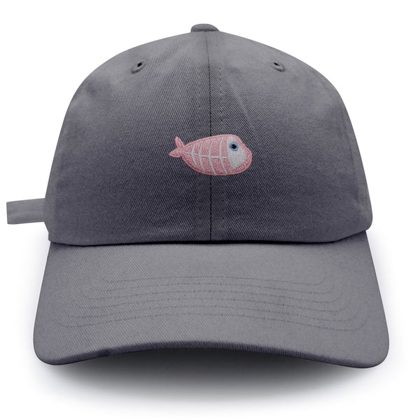 Fishbone Dad Hat Embroidered Baseball Cap Pink Bone