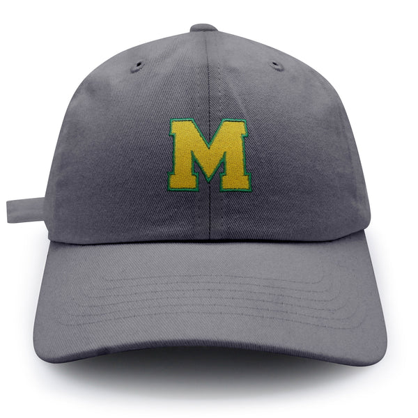 Initial M College Letter Dad Hat Embroidered Baseball Cap Yellow Alphabet
