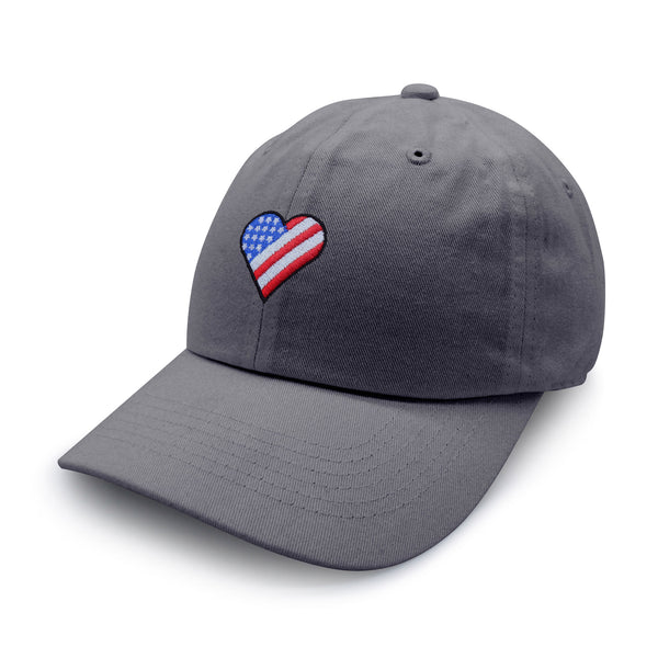 Heart US Flag Dad Hat Embroidered Baseball Cap Love USA