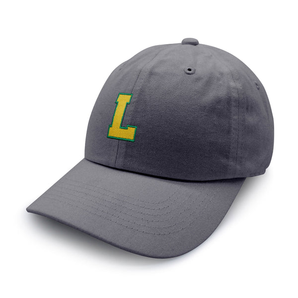 Initial L College Letter Dad Hat Embroidered Baseball Cap Yellow Alphabet