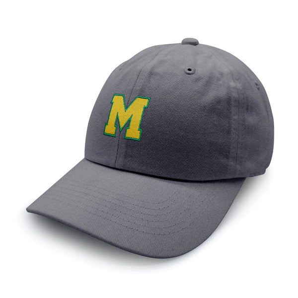 Initial M College Letter Dad Hat Embroidered Baseball Cap Yellow Alphabet