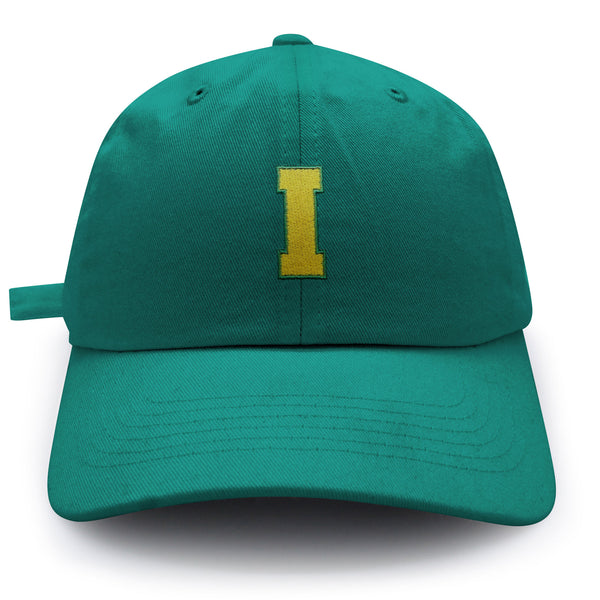Initial I College Letter Dad Hat Embroidered Baseball Cap Yellow Alphabet