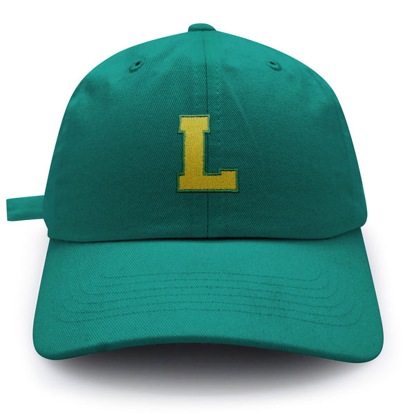 Initial L College Letter Dad Hat Embroidered Baseball Cap Yellow Alphabet