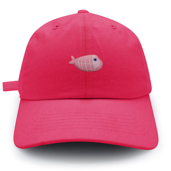 Fishbone Dad Hat Embroidered Baseball Cap Pink Bone