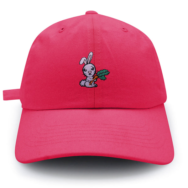 Bunny with Carrot Dad Hat Embroidered Baseball Cap Cute