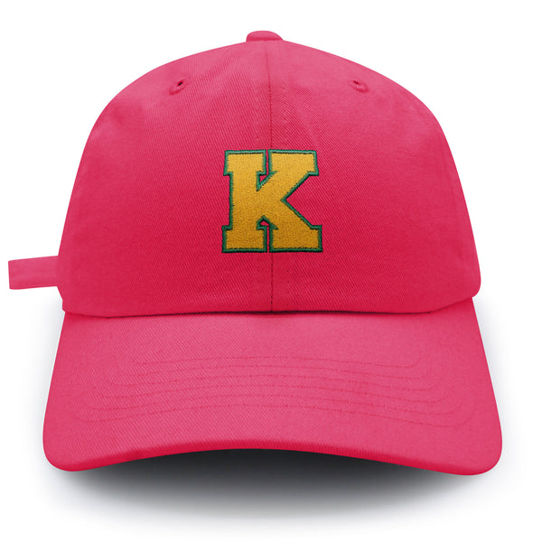 Initial K College Letter Dad Hat Embroidered Baseball Cap Yellow Alphabet