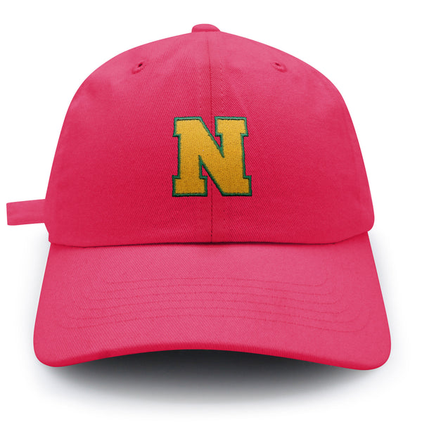 Initial N College Letter Dad Hat Embroidered Baseball Cap Yellow Alphabet