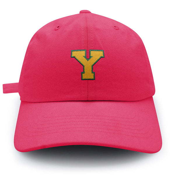 Initial Y College Letter Dad Hat Embroidered Baseball Cap Yellow Alphabet