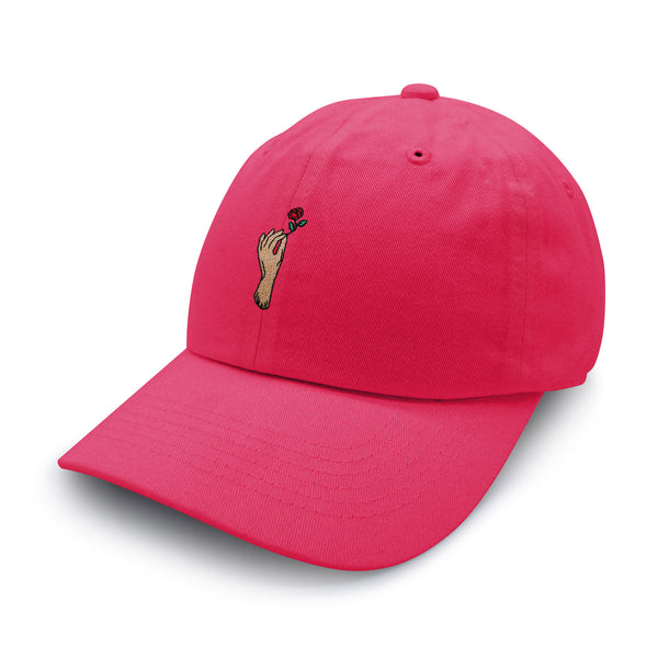 Rose Holding Hand Dad Hat Embroidered Baseball Cap Rose