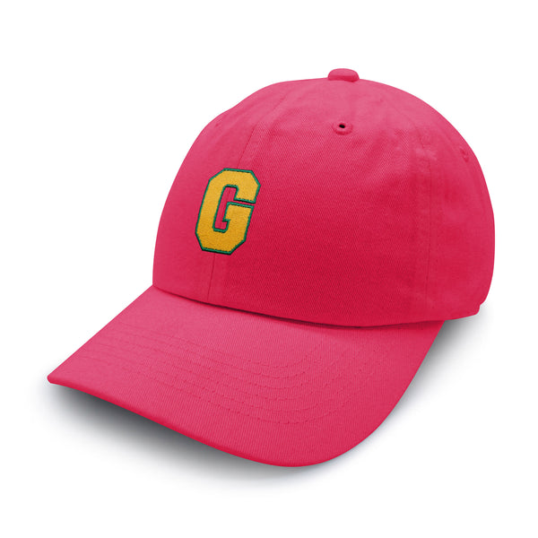Initial G College Letter Dad Hat Embroidered Baseball Cap Yellow Alphabet